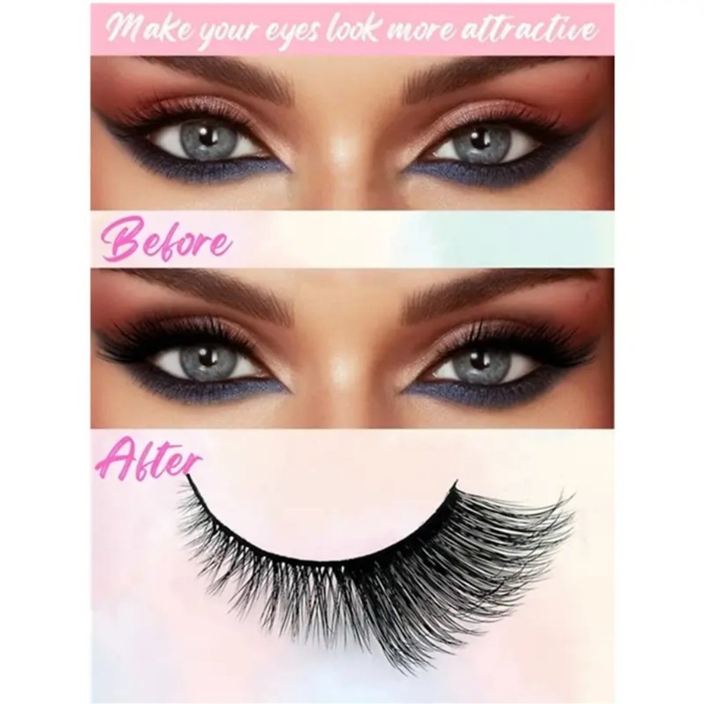5 Pairs Cat Eye False Eyelashes Fox Eye Lashes Angle Wing Lashes - Picture 7 of 8